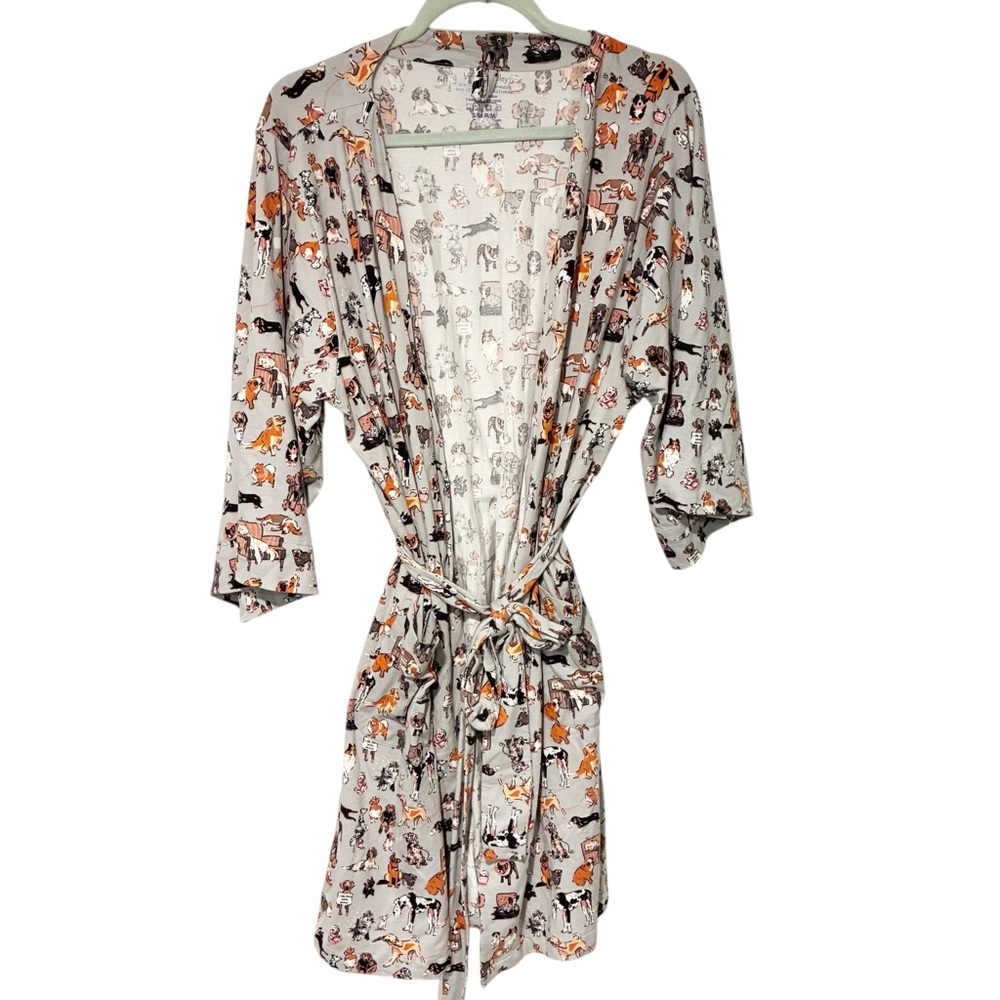 Vera Bradley Dog Show Knit Robe Tie Waist‎ & Pockets Large Womens Small/Medium